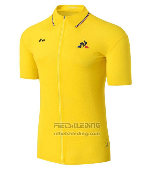 2017 Fietskleding Coq Sportif Tour de France Geel Korte Mouwen en Koersbroek